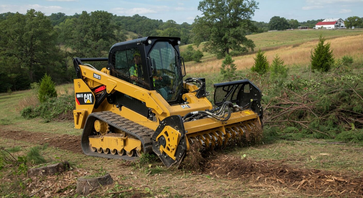 Cat 299D3 low-impact forestry mulching equipment clearing land