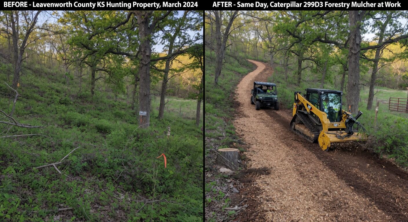 Drivable hunting trail optimized for Ranger/UTV access and low-impact haul-out